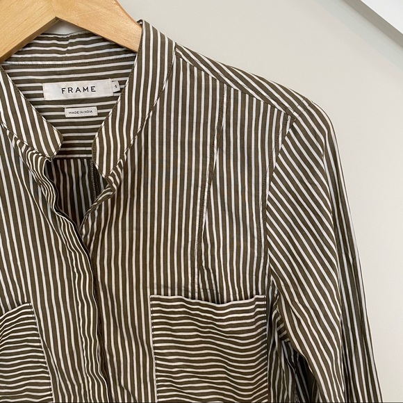 FRAME | Striped Fitted Bell Sleeve Blouse - Picture 4 of 11